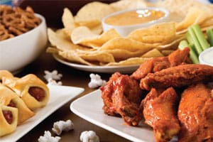 wings and chips and queso